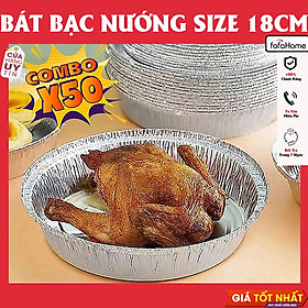 Mua Set 50 Giấy Bạc Size 18 Đựng Thực Phẩm Dùng Cho Nồi Chiên Không Dầu. Khay Bát Bạc 18cm Tái Sử Dụng Được