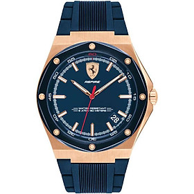 Đồng Hồ Nam Lịch Ngày PVD Vàng Hồng Dây Cao Su Ferrari 0830667 (44mm)
