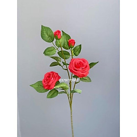 Cành hoa hồng giả, cắm bình decor (Hồng Pháp) - giá 1 cành