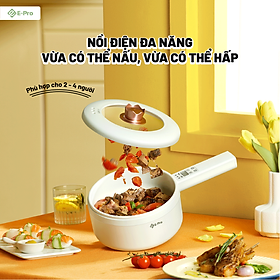 Mua  Hàng chính hãng  Nồi điện đa năng E-pro - Tay cầm cách nhiệt - Nắp trong suốt - Chống dính - Dung tích 3L - 900W