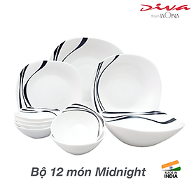 Mua Bộ chén đĩa thủy tinh vuông Midnight 12 món