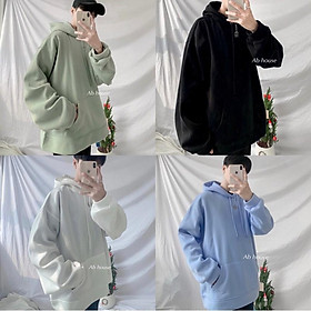 Hoodie trơn basic unisex, Áo mũ Hoodie Unisex nỉ bông trơn basic cặp đôi nam nữ Oversize Ulzzang Hàn Quốc thu đông form rộng 5 MÀU, Áo khoác Hoodie chui đầu nam nữ màu trơn form basic giá rẻ, áo khoác nam có mũ chùm đầu