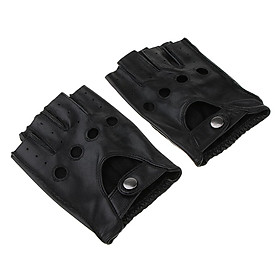 Retro PU Leather Unisex Adults Fingerless Driving Cycling Gloves Half Finger Gloves Christmas Gifts - XL