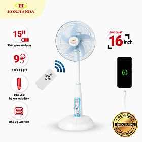 Hình ảnh Quạt sạc tích điện Honjianda FL 601 - tích hợp đèn LED & cổng USB - có remote