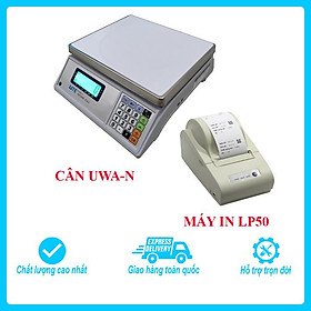 Mua Bộ sản phẩm in tem phiếu khối lượng gồm cân điện tử thông dụng UTE UWA-N mức cân 3kg  độ chia 0.1g và máy in LP50