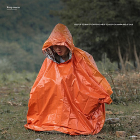 Emergency Survival Poncho Thermal Blankets Keep Warm, Reflective Visibility Waterproof Tear Resistant Camping Reusable Raincoat for Outdoor, Hiking
