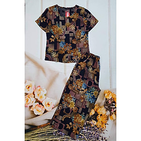 Đồ Bộ Mặc Nhà, Đồ Bộ Nữ Quần Dài Ống Rộng 9 Tấc Tole  Nhung Trung Niên Bigsize - Màu số 14