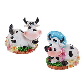 Mini Couple Cow Miniatures Decor Accessories Fairy Garden Decor Kit for Outdoor, Patio, Micro Landscape, Yard, Bonsai