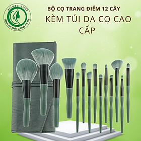 Hình ảnh Cọ Trang ĐIểm, Bộ 14 Cọ trang điểm 1 cọ phấn phủ, cọ phấn mắt, cọ đánh mắt, cọ highlight, cọ má hồng, cọ môi, cọ đánh song mũi đầy đủ,  lông cọ mềm mại phù hợp cho cả da nhạy cảm tặng kèm túi da