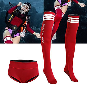 Thermal Women Wetsuit Shorts Uniform Snorkeling Stocking Anti-Slip Fin Socks Red