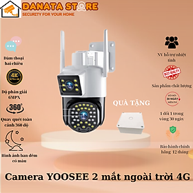 Camera 4g yoosee 2 mắt xem 2 màn hình 5.0mpx xoay 360 độ, xem đêm có màu, hỗ trợ đàm thoại 2 chiều - hàng chính hãng