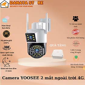 (Mẫu 2024) Camera 4G Yoosee 2 MẮT XEM 2 MÀN HÌNH 5.0MPX xoay 360 độ, xem đêm có màu, hỗ trợ đàm thoại 2 chiều - hàng chính hãng