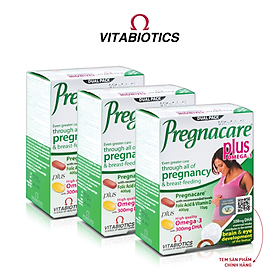 Combo 3 Hộp Viên Uống Cho Mẹ Bầu Vitabiotics PREGNACARE PLUS OMEGA-3 Tăng Cường Sức Khỏe Nâng Cao Đề Kháng Hộp 56 Viên