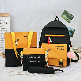 Balo nữ combo 4 món ulzzang - balo đi học cặp phối màu - Ba lô thời trang học sinh sinh viên Munnini