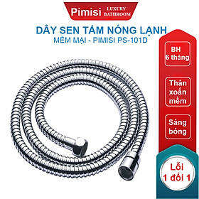 Dây vòi hoa sen tắm nóng lạnh Pimisi bằng inox 304 với đầu dây đồng thau không gỉ phù hợp với mọi sen tắm trong nhà vệ sinh dài 150cm chống xoắn - mạ xi sáng bóng - ống mềm cấp nước và dùng được cho cả vòi xịt nhà vệ sinh phòng tắm | Hàng chính hãng