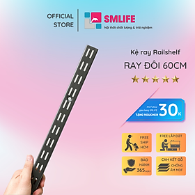Mua Thanh ray lỗ đôi kệ treo tường Railshelf H60cm bằng thép dày 1 4mm  sơn tĩnh điện hiện đại
