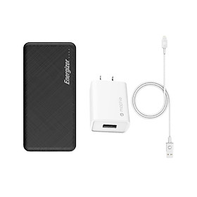 Combo Pin Energizer 10,000mAh UE10053 + Sạc nhanh Mophie 10W kèm Cáp A to Lightning 1M