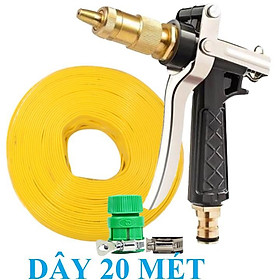 Bộ dây vòi xịt nước rửa xe, tưới cây . tăng áp 3 lần, loại 20m 206236 đầu đồng,đai +tặng mở chai