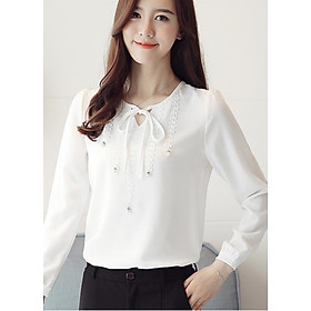 Áo kiểu phối ren đính ngọc trai by6320a
