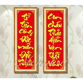 TRANH ĐÍNH ĐÁ CÂU ĐỐI ĐỎ Y8101 - CM