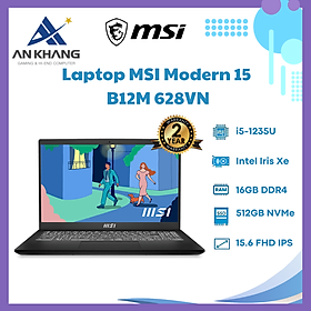 Laptop MSI Modern 15 B12M 628VN (Core i5-1235U | 16GB | 512GB | Intel Iris Xe | 15.6inch FHD, 60Hz | Win 11 | Đen) - Hàng Chính Hãng - Bảo Hành 24 Tháng