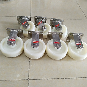 Mua Bánh xe nylon trắng tải nặng càng Inox 304 xoay khóa kép - 100 - 125 - 150 - 200mm - Happy Move Thái Lan
