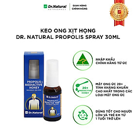 Keo Ong Xịt Họng Dr Natural Propolis & Mediactive Honey Fresh Breath Oral Spray 30ml | Giúp Giảm Đau, Rát Họng, Hơi Thở Thơm Mát - Hàng Chính Hãng