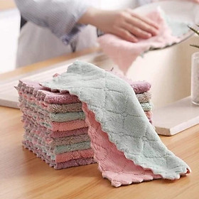 Mua Khăn lau đa năng bếp  bát đĩa  cốc chén thấm nước chống dính dầu mỡ hai mặt loại to 15x26cm