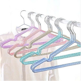 Combo 10 Móc Quần Áo Inox Người Lớn Dày Cao Cấp Bọc Nhựa Chống Bay Hằn Quần Áo