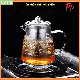 Mua ẤM PHA TRÀ / ĐUN TRÀ THỦY TINH CHỊU NHIỆT CAO CẤP CÓ LÕI LỌC TRÀ VÀ NẮP INOX ( TĂNG BỘ CỌ VỆ SINH ẤM 4 CÁI ) - ẤM PHA TRÀ 950ML