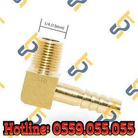 Mua Co ren ngoài 1/4 (13) đuôi chuột nối ống mềm - Đồng thau (Brass airline fitting horse elbow connector  co RN 90 độ)