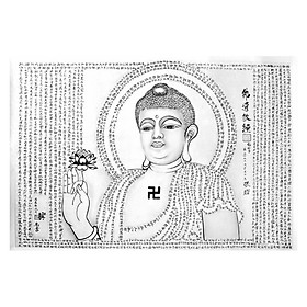 Tranh phật tổ như lai màu trắng đen trang trí tường, Tranh Phật Giáo Adida Phật 2292