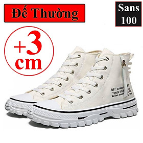 Hình ảnh Giày cao cổ nam Sans100 giầy bốt vải fullbox độn đế cao tăng 6cm boot buộc dây học sinh viên thời trang trắng đen xanh