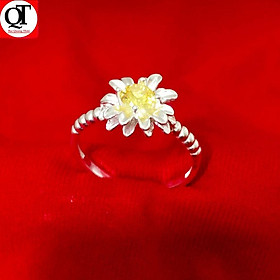 Nhẫn nữ bạc mặt hoa Cúc nhiều màu chất lieuj bạc thật không xi mạ có thể chỉnh size tay theo yêu cầu - QTNU2