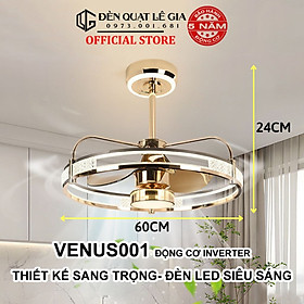 Quạt Trần Đèn Lê Gia VENUS001 | Quạt Trần Thiết Kế Hiện Đại | Quạt Trần Phong Cách Sang Trọng Luxury | Quạt Trần Đèn Pha Lê Cao Cấp | Quạt Trần Trang Trí Phòng Khách Phòng Ngủ Spa { Hàng Chính Hãng }