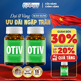 Combo 2 Hộp 60v - Viên Uống Bổ Não OTIV Ecogreen Giảm Đau Đầu Mất Ngủ, Tăng Trí Nhớ