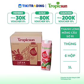 Thùng 6 hộp Nước ép trái cây nhiệt đới Tropicsun (Thanh long + Mãng cầu + Sơ ri) x 1L