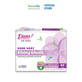 Hình ảnh Băng vệ sinh hàng ngày kháng khuẩn Diana Sensi 15.5cm (Gói 40 miếng)