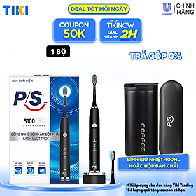 Bàn Chải Điện P/S S100 PRO Trắng Răng Công Nghệ Sóng Âm Đen Nhám Chải Sạch Mảng Bám Tới 10X 1 Bộ