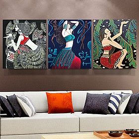 Mua tranh thêu chữ thập chỉ lụa 3Cô gái Dân Tộc 190x65cm