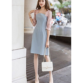 Váy đầm công sở Louro L2110, dáng váy suông thiên chữ A, mặc tôn dáng, kết hợp 2 màu sắc nhã nhặn, nhẹ nhàng
