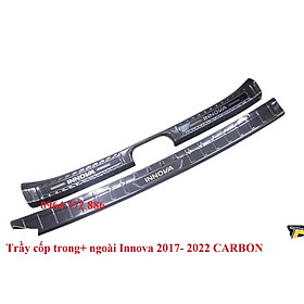 Ốp chống trầy cốp trong, ngoài carbon xe Toyota Innova 2017- 2022 – vân cacbon cao cấp