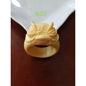 Nhẫn Nam Chạm Đầu Rồng Giả Ngà hay Xương Mỹ Nghệ màu trắng Ni to 22mm Cao 16mm Dầy 9mm Dành Cho Các Anh Nam đeo nhẫn ngón tay cái hay bất kỳ ngón tay nào ni lọt vừa tay là 22mm rẻ vẫn đẹp như thường ạ