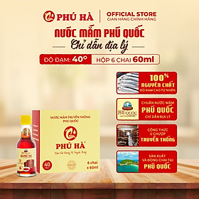 Nước mắm Phú Quốc Chỉ Dẫn Địa Lý Phú Hà 40 độ đạm - Hộp 6 chai 60ml