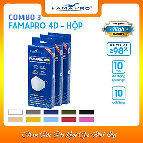 [Combo Ưu Đãi] Khẩu Trang Y Tế Kháng Khuẩn Cao Cấp Famapro 4D/Kháng Virus, Lọc Khuẩn, Bụi 98% [Hộp 10 Cái Chính Hãng