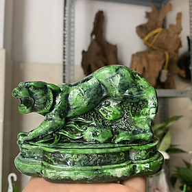 [Linh vật phong thủy] Tượng đá con Hổ trang trí phong thủy bàn làm việc trấn trạch - Màu xanh lục bích - Cao 8cm