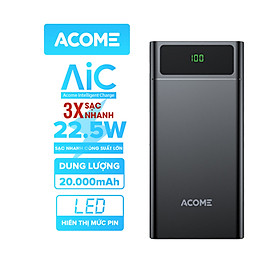 Mua Pin Sạc Dự Phòng 20.000mAh ACOME AP201 – Sạc Nhanh Chuẩn PD + QS 3.0  Công Suất 22.5W  Màn Hình LED Hiển Thị Pin - HÀNG CHÍNH HÃNG