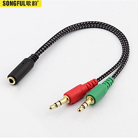 Mua Cáp gộp audio và mic 3.5mm Jack gộp tai nghe 3.5 dây dù chống đứt