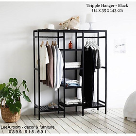 Mua Kệ Treo Quần Áo Cao Cấp Phong Cách Hàn Quốc - Triple Hanger - Màu Đen