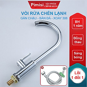 Mua Vòi Rửa Chén Lạnh 1 Đường Nước Pimisi Đồng Thau Cao Cấp Mạ Xi Cr/Ni Sáng Bóng Cấp Nước Cho Chậu Rửa Bát 1-2-3 Hộc Trong Nhà Bếp Gắn Chậu Âm - Dương Bàn Đá Quay 360 Tăng Áp Kiểu Cổ Ngỗng Cần Cứng - Thân - Để To | Hàng chính hãng